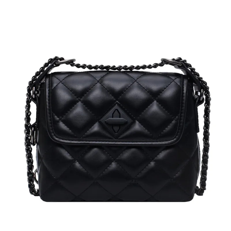 Women's PU Leather Rhombus Shoulder Bag with Chain