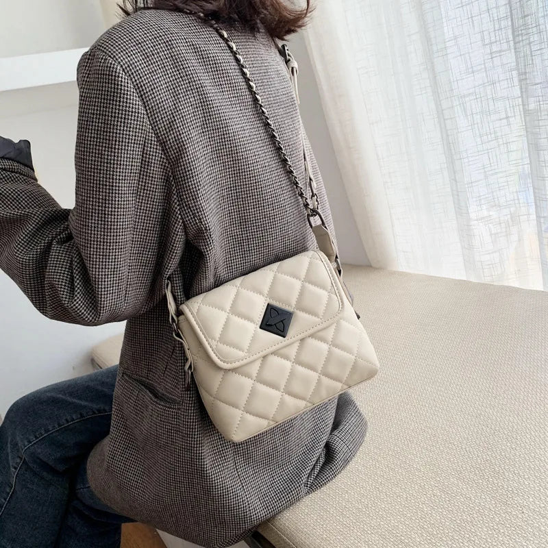 Women's PU Leather Rhombus Shoulder Bag with Chain