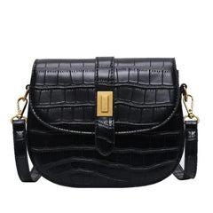 Women's PU Leather Saddle Bag Retro Western Shoulder Crocodile Crossbody