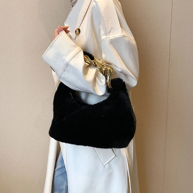 Women's Casual Shoulder Bag Handbag High Plush Small Square Bag