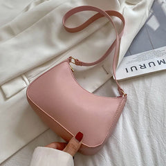 Retro Solid PU Leather Shoulder Bag Casual Women Hobos Handbags