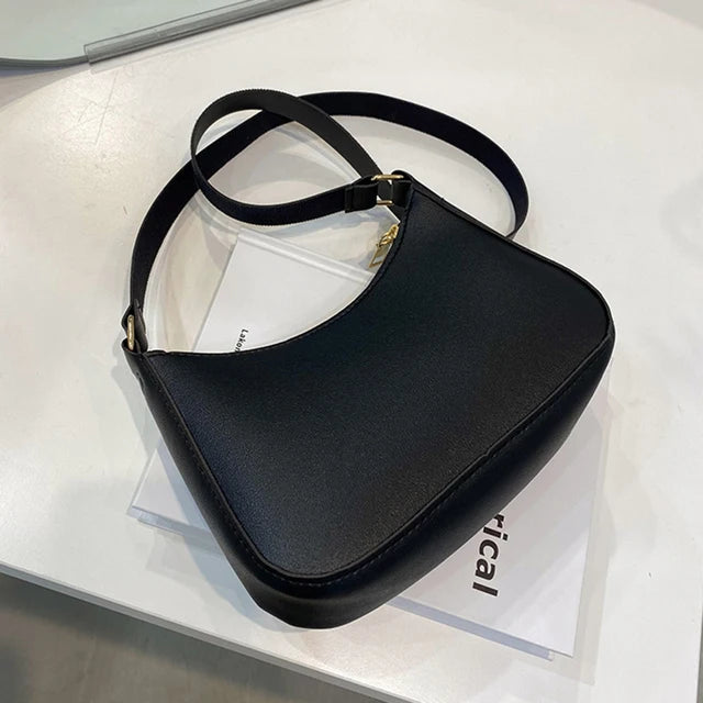 Retro Solid PU Leather Shoulder Bag Casual Women Hobos Handbags