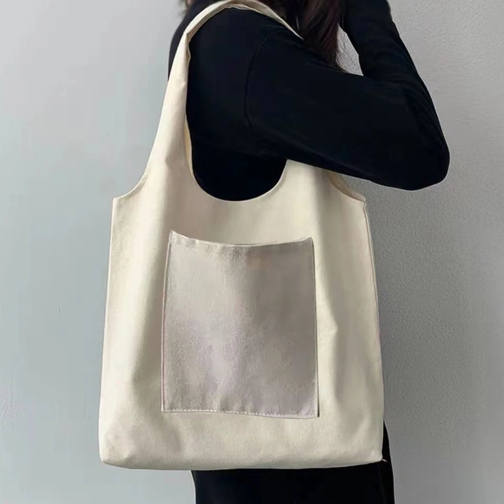 Women's Hand Print Canvas Vest Shoulder Bag Large Capacity Tote Bag