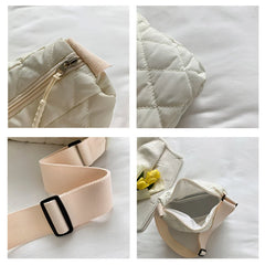 Women's Embroidered Rhombus Thread Tote Handbag