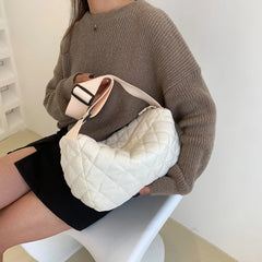 Women's Embroidered Rhombus Thread Tote Handbag