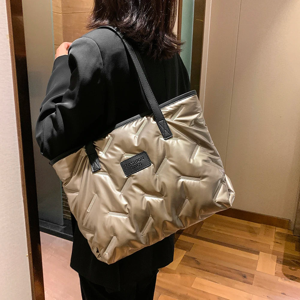 Women's Padded Handbag PU Leather Shoulder Bag Shopper Tote Bags
