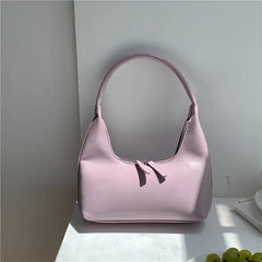 Half Moon Ladies Shoulder Bag Small Handbags, PU Leather Zipper Women Bag