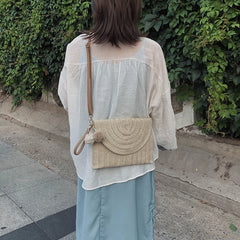 Envelop Crossbody Bag Straw Handbag Large Capacity Retro Classic Shoulder Pack