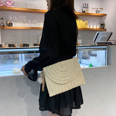 Envelop Crossbody Bag Straw Handbag Large Capacity Retro Classic Shoulder Pack