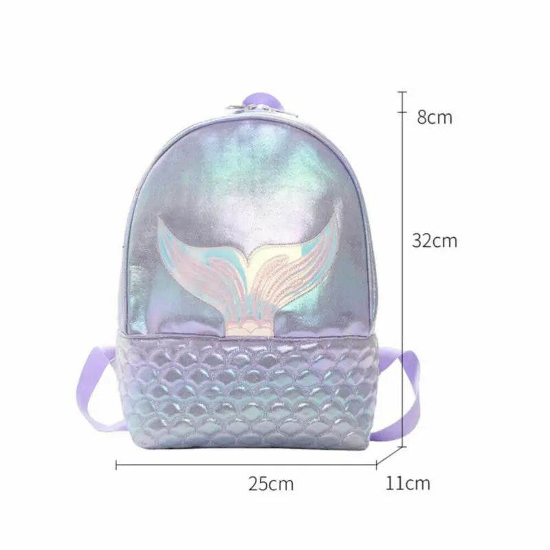 Women Girls Glitter Mermaid Backpack School Book Shoulder Bag Rucksack