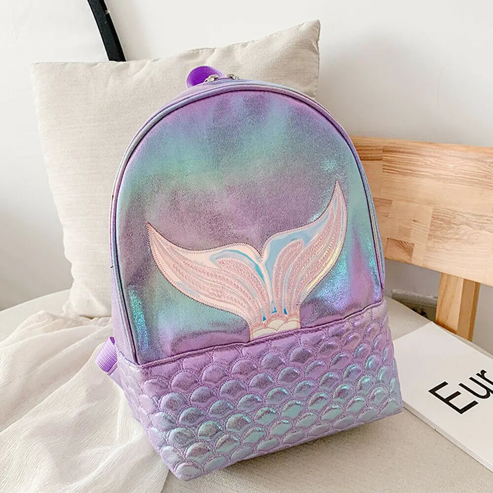 Women Girls Glitter Mermaid Backpack School Book Shoulder Bag Rucksack