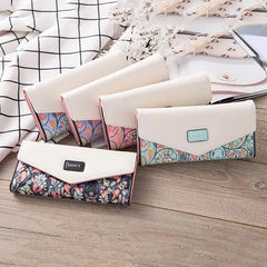 Pastoral Floral Rhombus Money Purse Wallet for Women