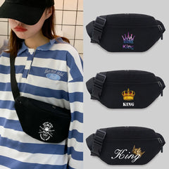 King&Queen Pattern Couple Messenger Waist Bag Chest Bag