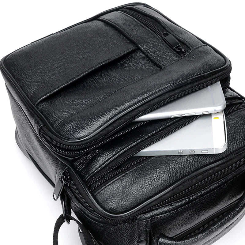 Men's Leather Messenger Bag Cross-body Tote Satchel