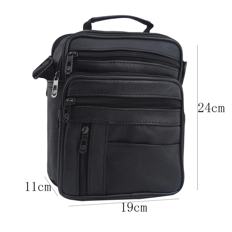 Men's Leather Messenger Bag Cross-body Tote Satchel