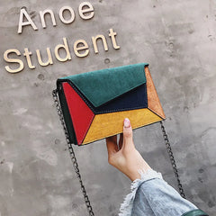 Patchwork Crossbody Bag Retro Matte Chains Shoulder Lady Flap Bag