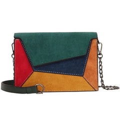 Patchwork Crossbody Bag Retro Matte Chains Shoulder Lady Flap Bag