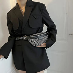 Rhinestones Waist Bag Women Waist Belt Bags Shoulder Crossbody Chest Bag