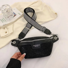 Rhinestones Waist Bag Women Waist Belt Bags Shoulder Crossbody Chest Bag