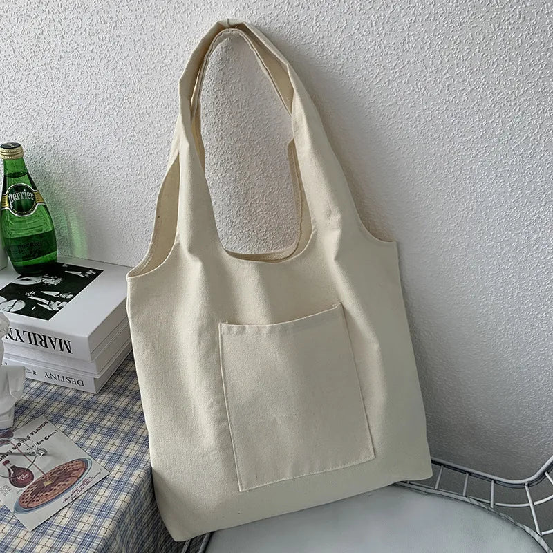 Beige Reusable Harajuku Tote Bag Large Capacity