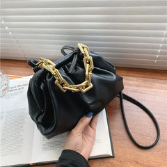 Shoulder Bag Thick Chains Dumpling Clip Purse Bag Women Cloud Underarm Clutch