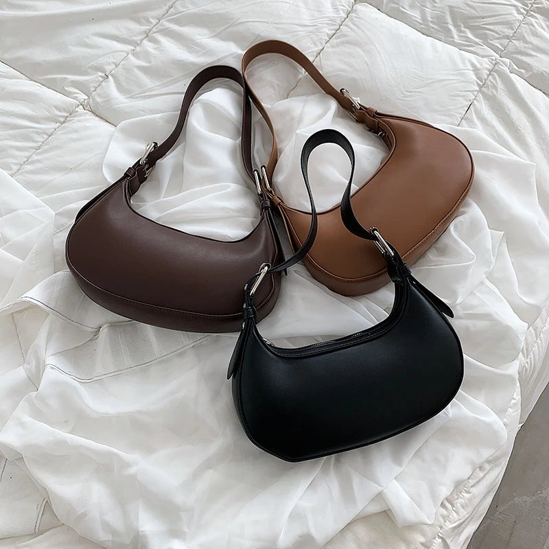Small Armpit Shoulder Bag Solid Retro Women Hobos Handbag