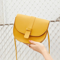 Small Women Purse Shell Shoulder Messenger Bag PU Leather Solid Yellow Crossbody