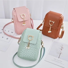 Mini Cross-body Phone Shoulder Bag Woven Pearl Tassel Cover-style Female Bag