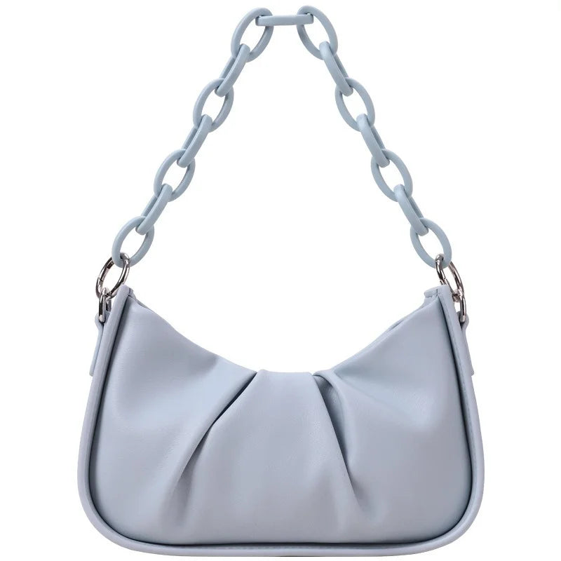 Acrylic Chain Underarm Bag Pleated Women's Messenger Bag