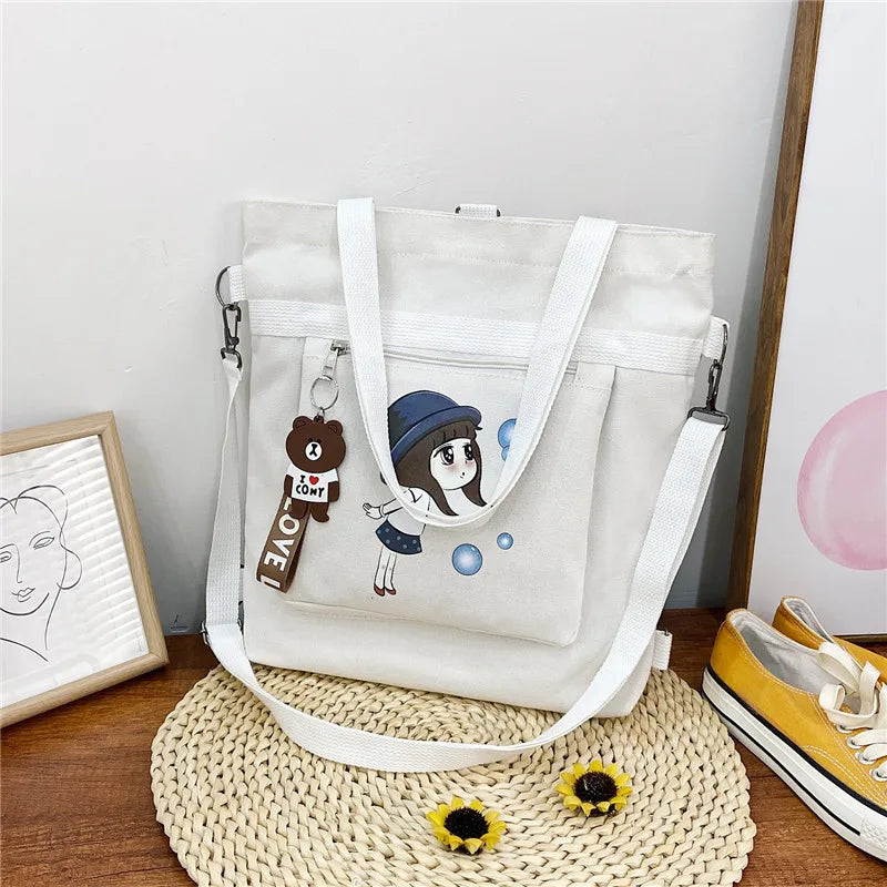 Bubble Girl Style Shoulder Canvas Bags for Campus College Student