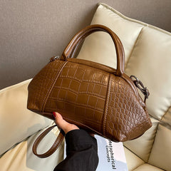 Stone Pattern Leather Handbag Lattice Shoulder Bag Clutch Purses for Women