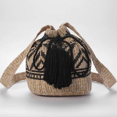 Bohemian Straw Woven Large Bucket Beach Bag