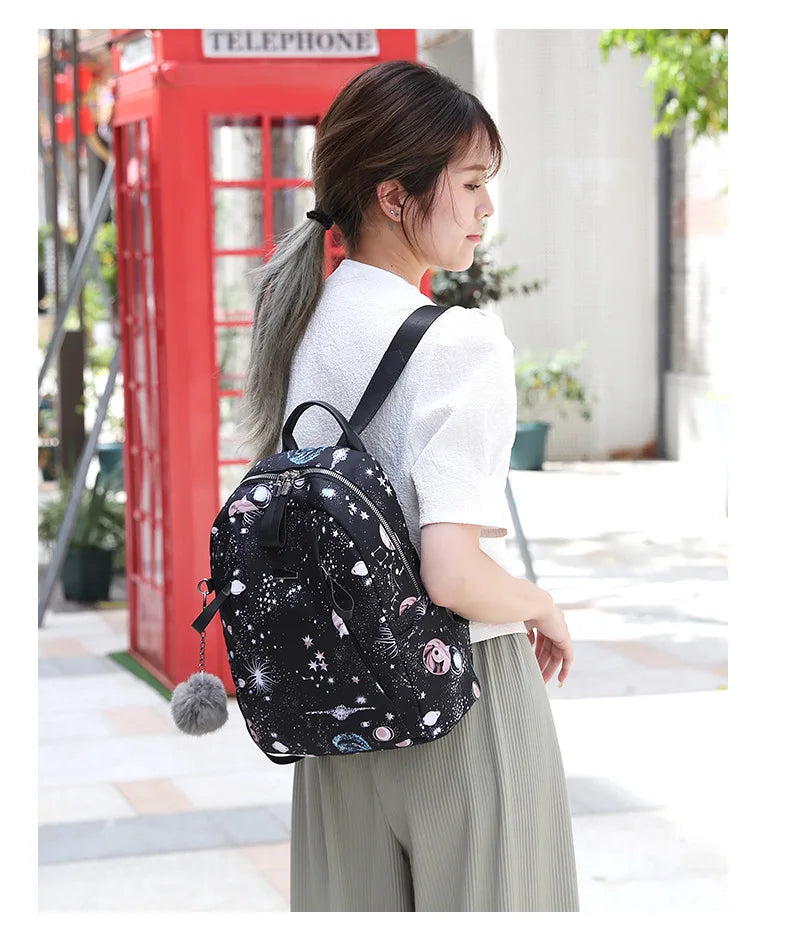 Red Oxford Women's Backpack High Student Girl School Bag Lady Travel Backpack