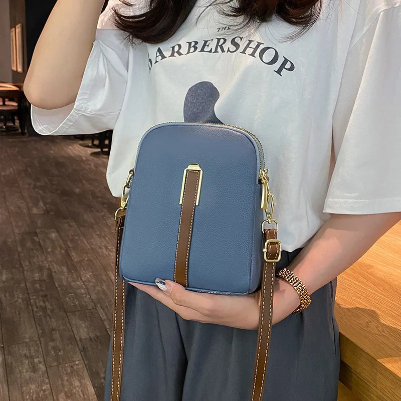 Summer Litchi Pattern Shoulder Bag Large Capacity Mobile Phone Bag