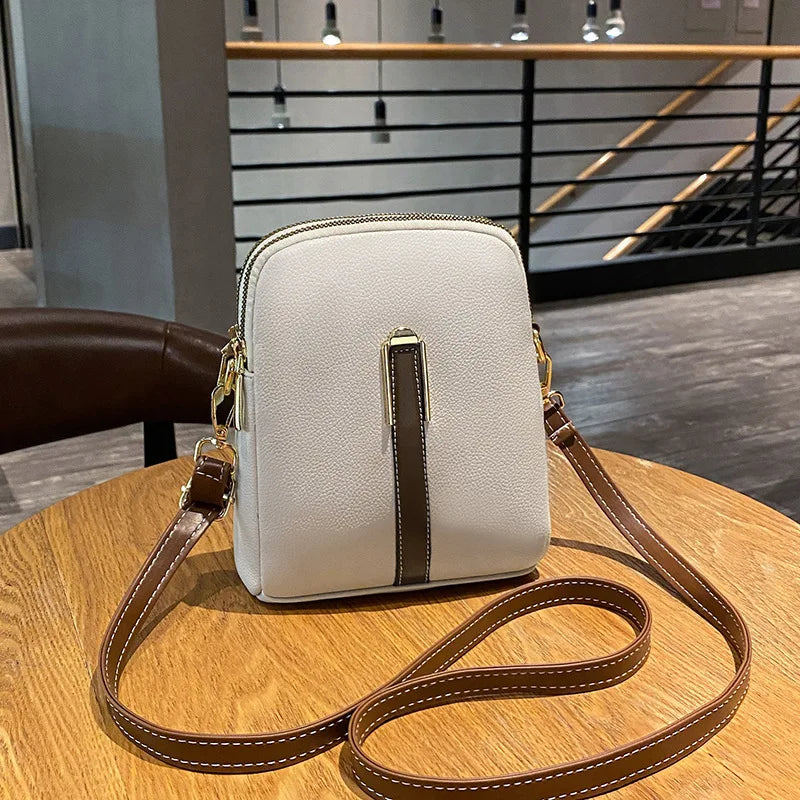 Summer Litchi Pattern Shoulder Bag Large Capacity Mobile Phone Bag