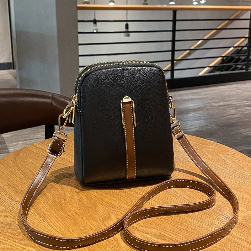Summer Litchi Pattern Shoulder Bag Large Capacity Mobile Phone Bag