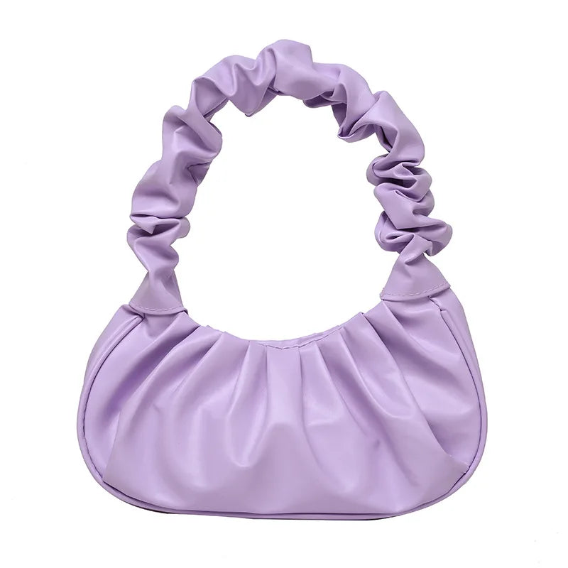 Summer Pleated Handlebags for Women PU Cloud Bags Leisure Shoulder Bags