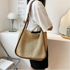 Large Straw Backpack Women Shoulder Bag Beach Travel Mochila Backpack