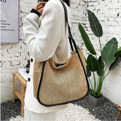 Large Straw Backpack Women Shoulder Bag Beach Travel Mochila Backpack