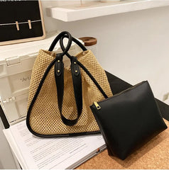 Large Straw Backpack Women Shoulder Bag Beach Travel Mochila Backpack