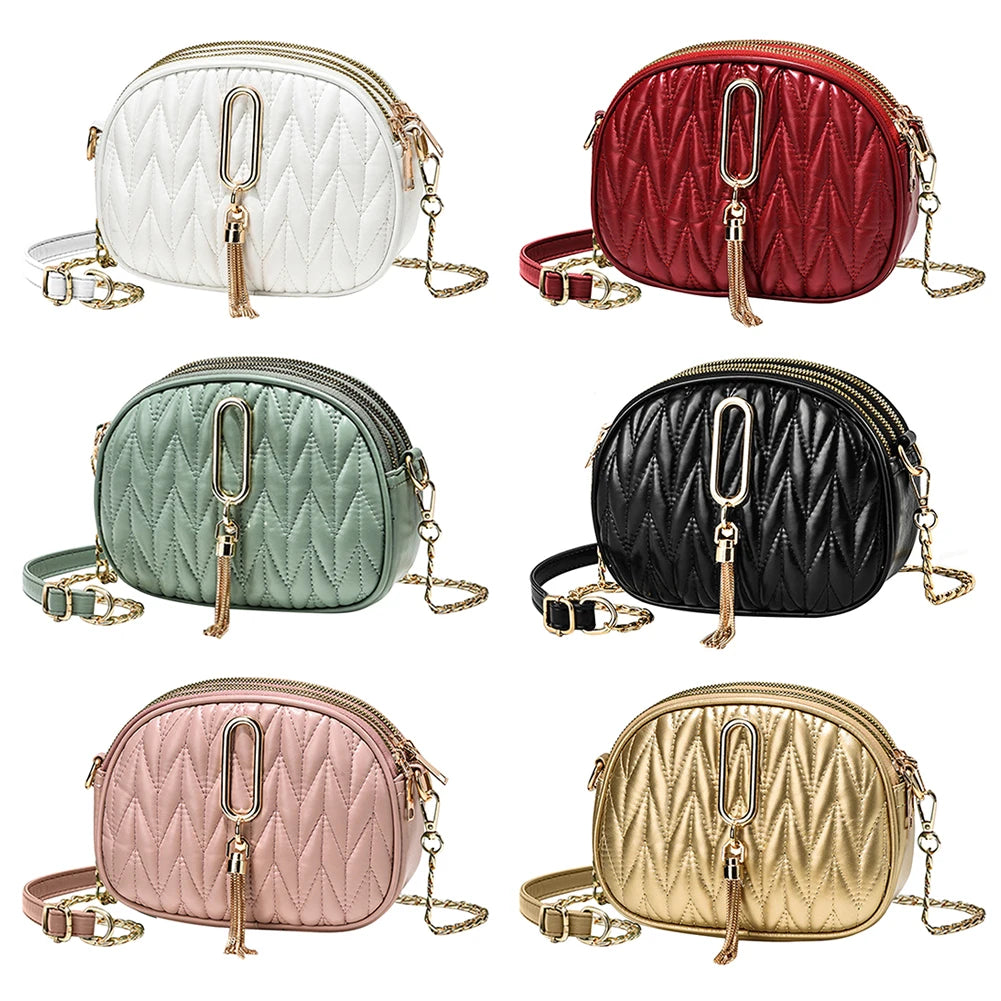 Small Messenger Bag Lingge Embroidery Camera Shoulder Crossbody Chain