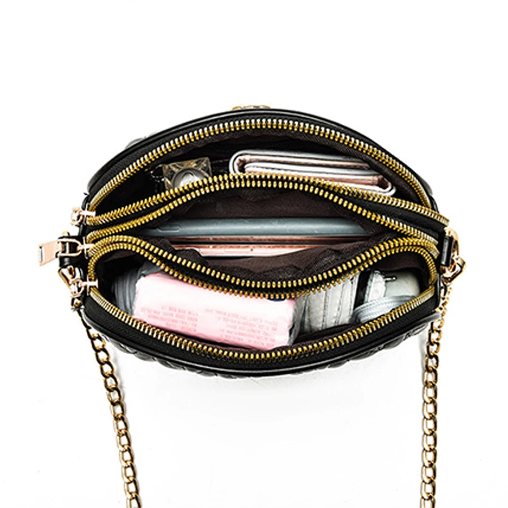 Small Messenger Bag Lingge Embroidery Camera Shoulder Crossbody Chain