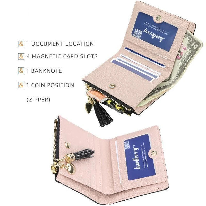 Tassel Women Wallet Small Leather Zipper Purses Female Purse Clutch