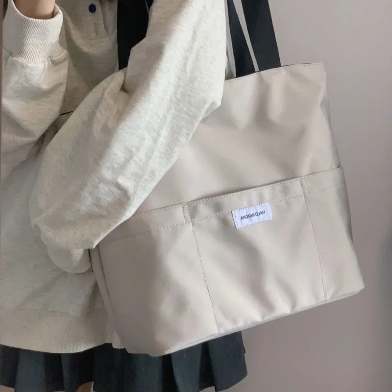 Nylon Tote Bag for Women Solid Handbag Large Capacity
