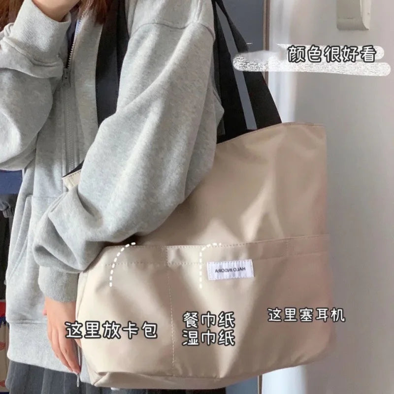 Nylon Tote Bag for Women Solid Handbag Large Capacity
