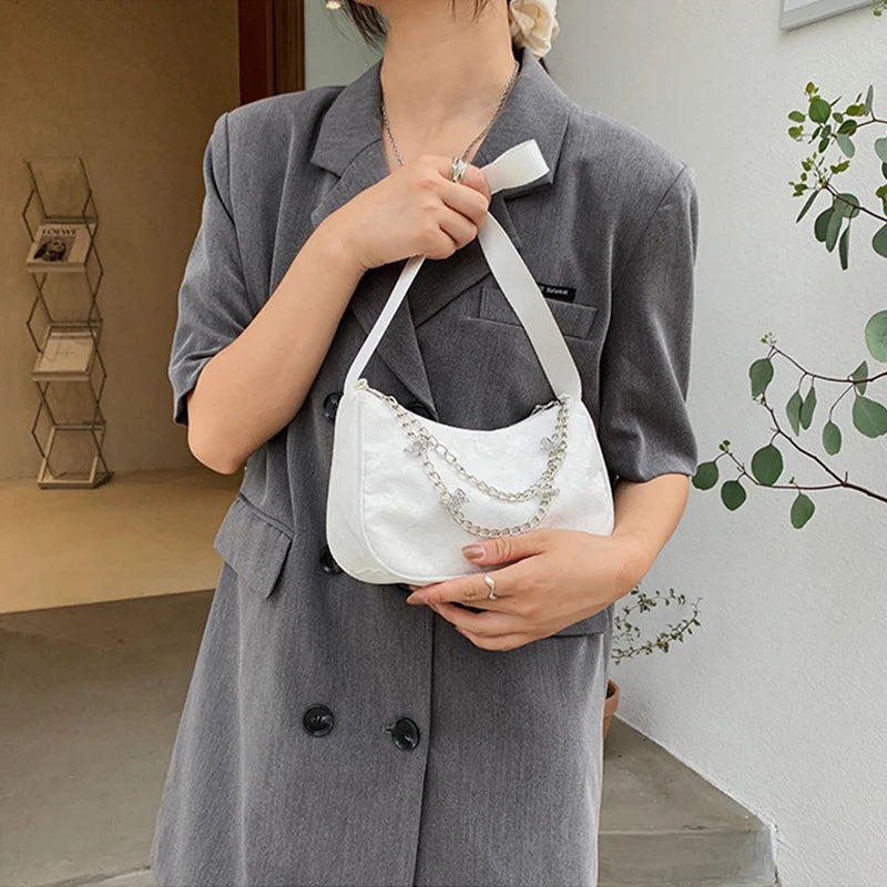 Women Small Chain Shoulder Bag Zipper Mini Purse Handbag
