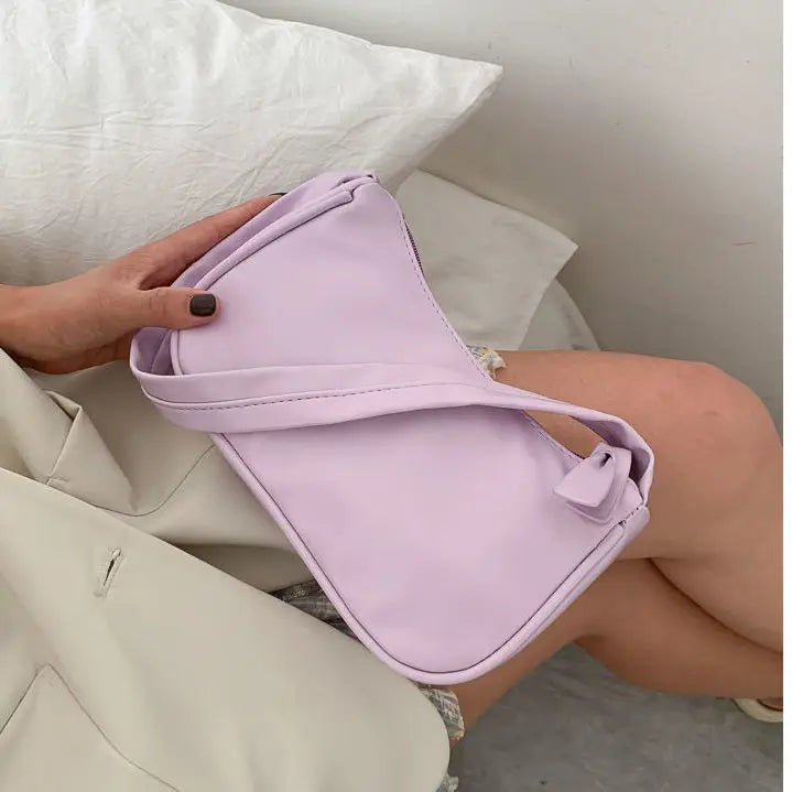 Retro Solid Lady Handbags Soft PU Leather Women Bag