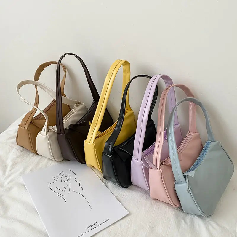 Retro Solid Lady Handbags Soft PU Leather Women Bag