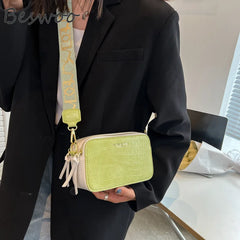 Stone Pattern Embossed Crossbody Bag Square Bag for Women