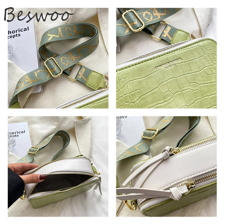 Stone Pattern Embossed Crossbody Bag Square Bag for Women